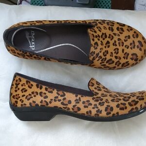 Dansko Tan and Black Leopard , fur like texture size 38